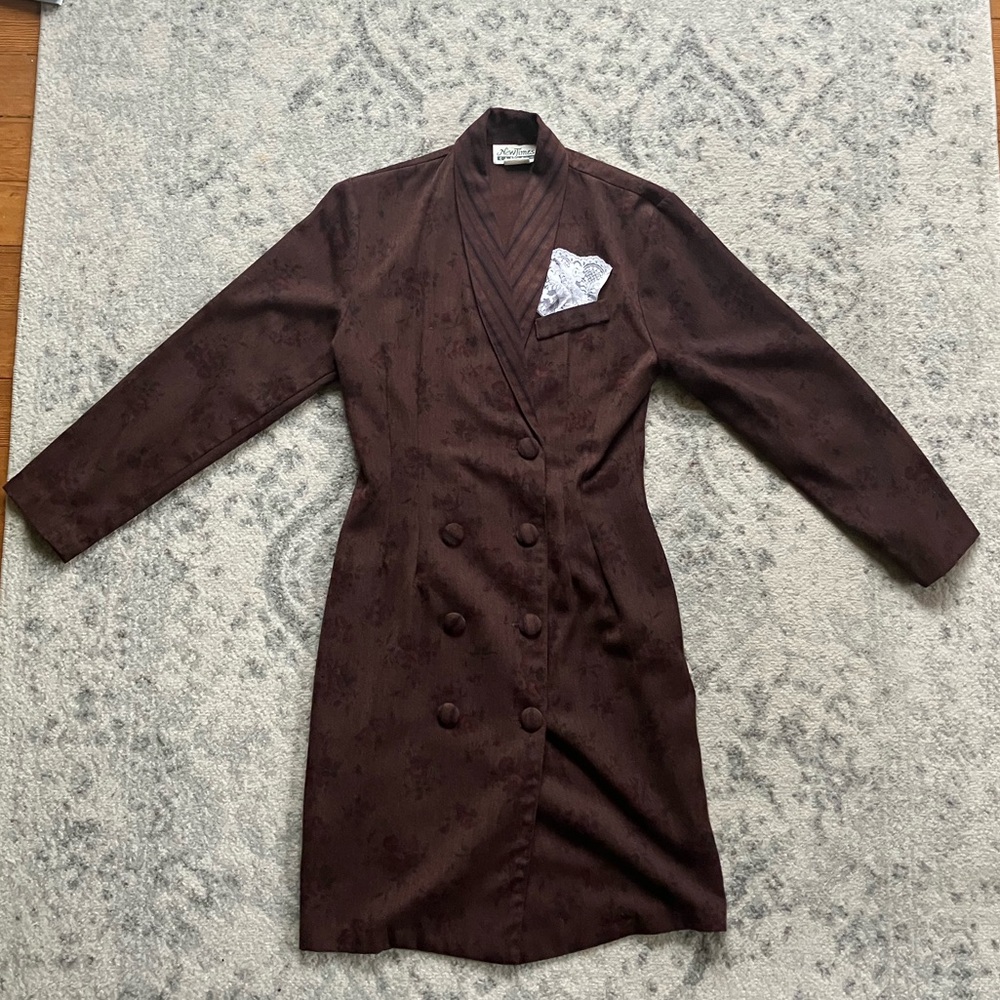1990s Burgundy Floral Coquette Blazer